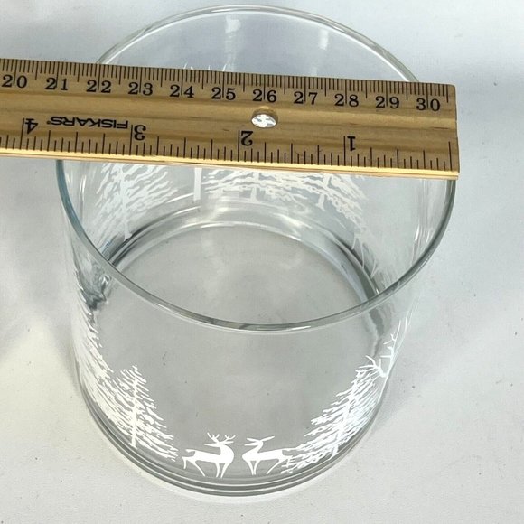 Libbey Christmas Winterland Snow Set of 2 Votive Candle Holder Vintage Trees 4" - Picture 5 of 13